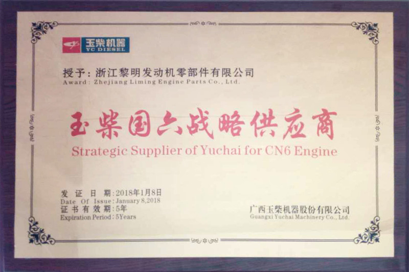 廣西玉柴機器股份有限公司“玉柴國六戰(zhàn)略供應商” （2018）
